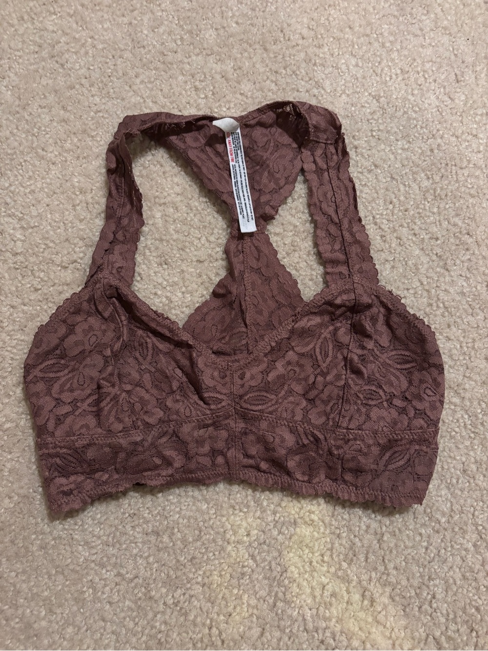 Free People Mauve Floral Lace Racerback Bralette